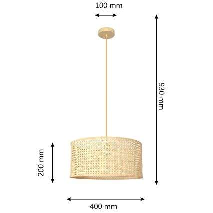 Luster na lanku ALBA 1xE27/15W/230V pr. 40 cm ratan