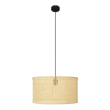 Luster na lanku ALBA 1xE27/15W/230V pr. 45 cm ratan/čierna