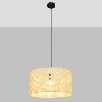 Luster na lanku ALBA 1xE27/15W/230V pr. 45 cm ratan/čierna