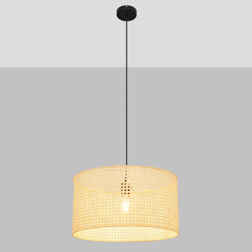 Luster na lanku ALBA 1xE27/15W/230V pr. 45 cm ratan/čierna