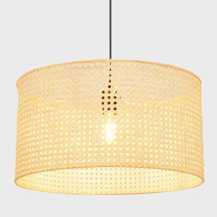 Luster na lanku ALBA 1xE27/15W/230V pr. 45 cm ratan/čierna