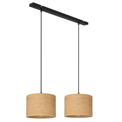 Luster na lanku ALBA 2xE27/15W/230V hnedá/čierna