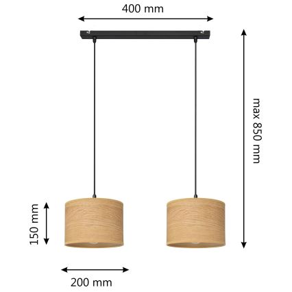 Luster na lanku ALBA 2xE27/15W/230V hnedá/čierna