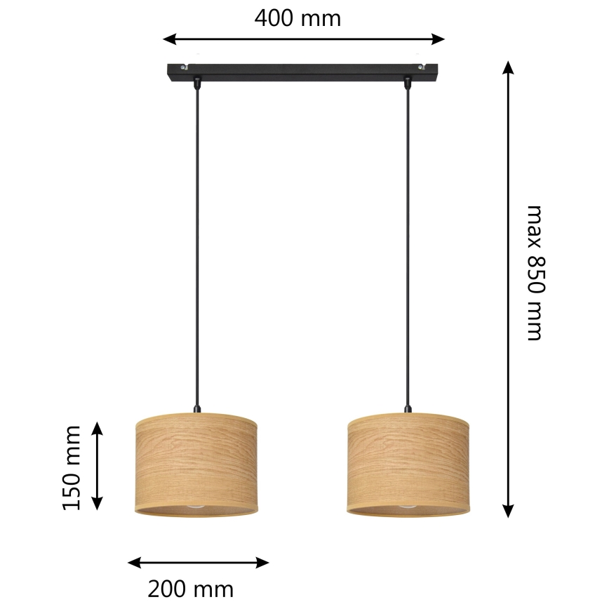 Luster na lanku ALBA 2xE27/15W/230V hnedá/čierna