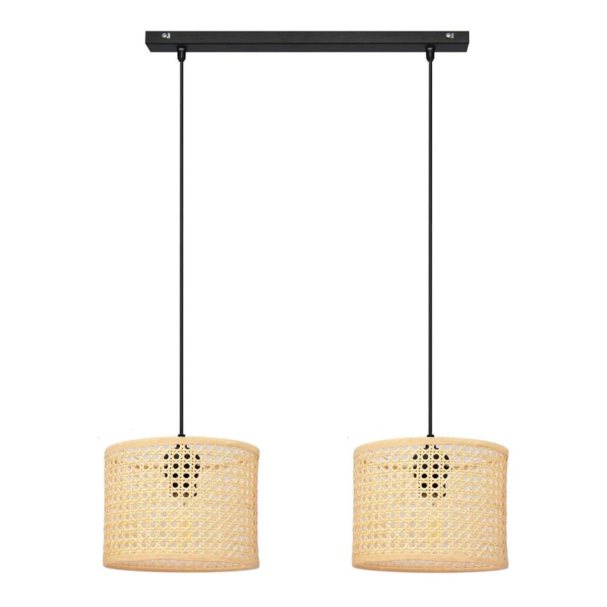 Luster na lanku ALBA 2xE27/15W/230V ratan/čierna