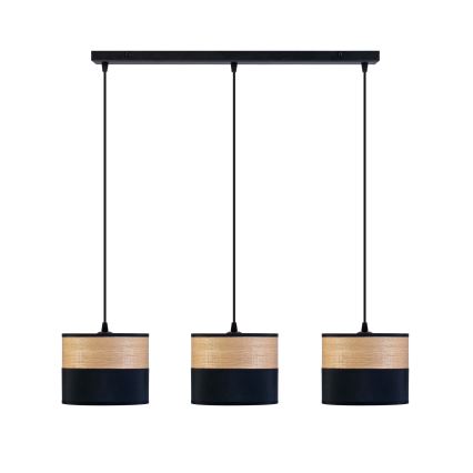 Luster na lanku ALBA 3xE27/15W/230V čierna/hnedá
