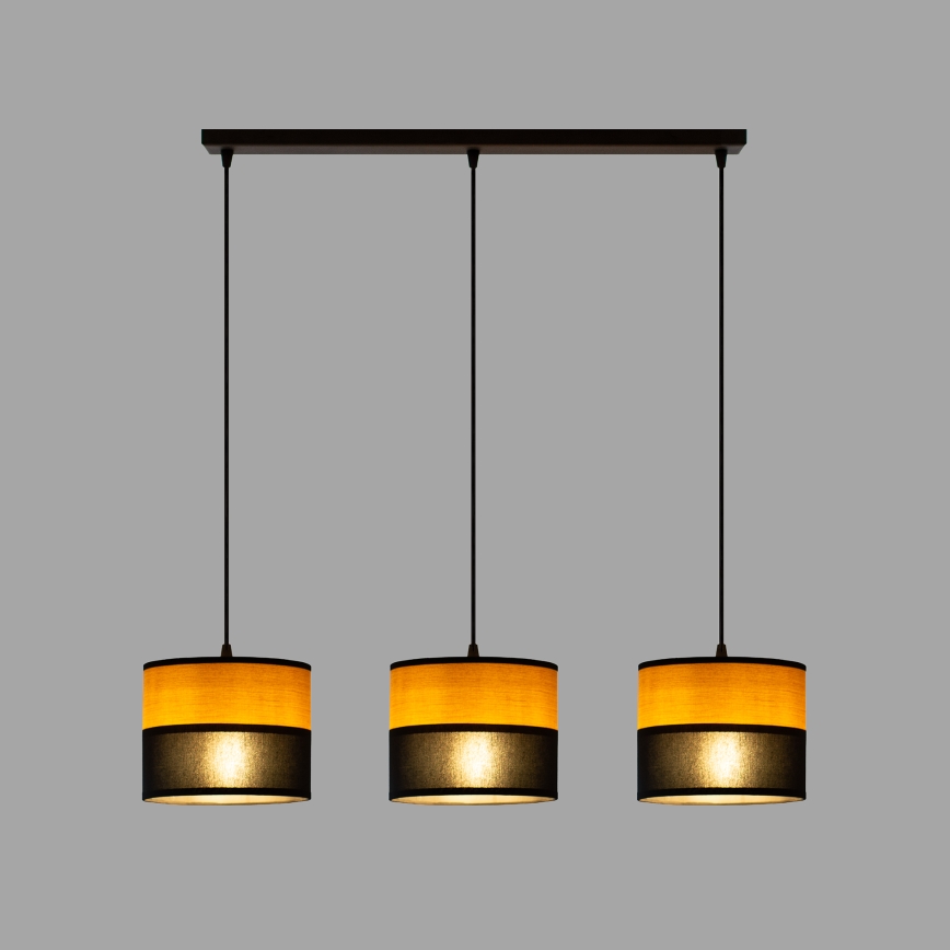 Luster na lanku ALBA 3xE27/15W/230V čierna/hnedá