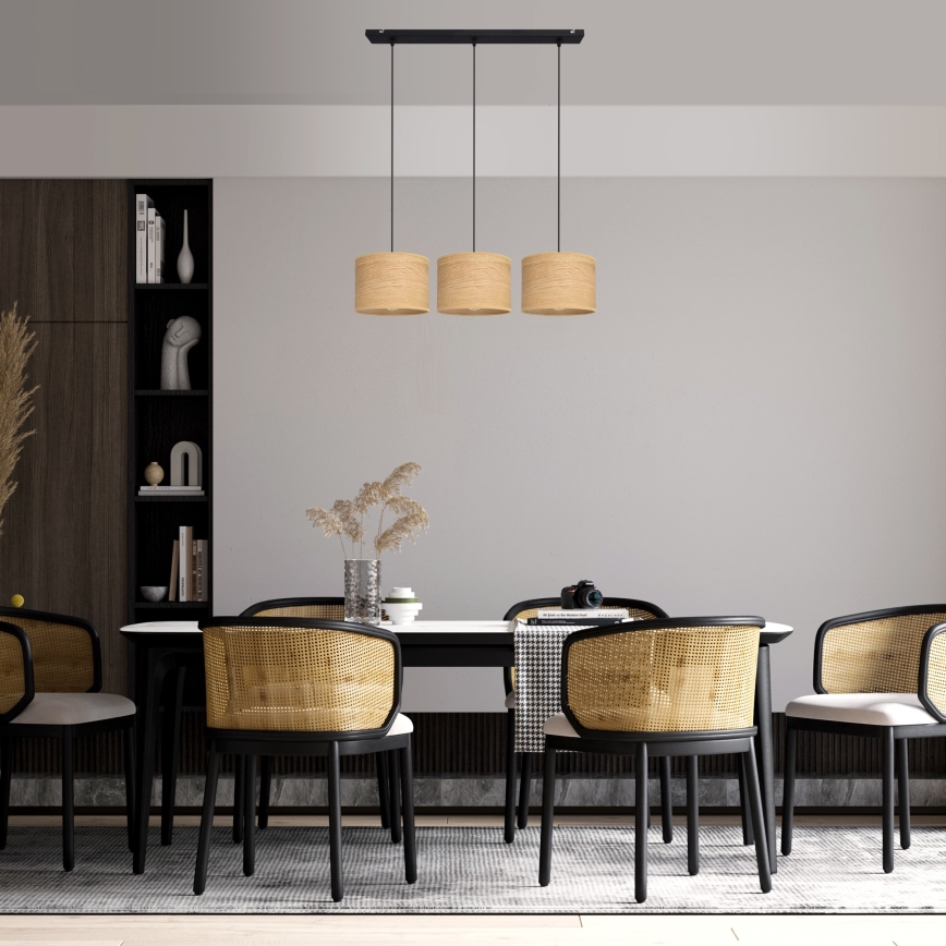 Luster na lanku ALBA 3xE27/15W/230V hnedá/čierna