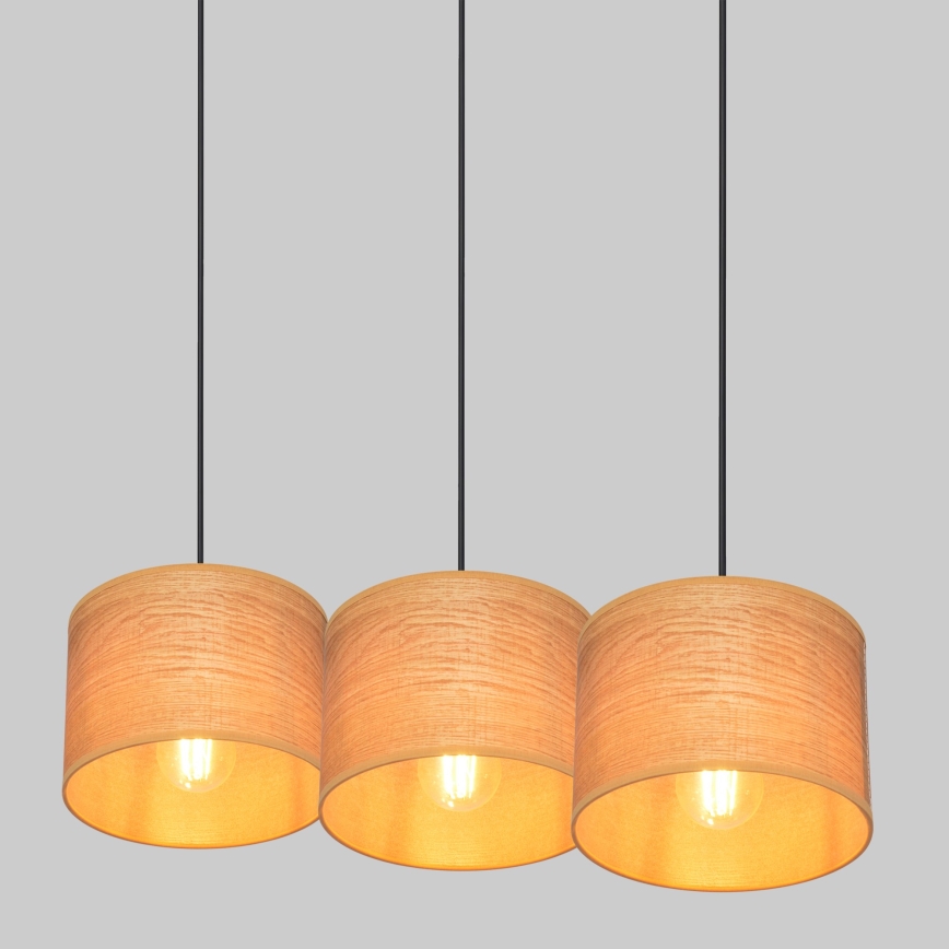 Luster na lanku ALBA 3xE27/15W/230V hnedá/čierna