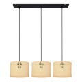 Luster na lanku ALBA 3xE27/15W/230V ratan/čierna