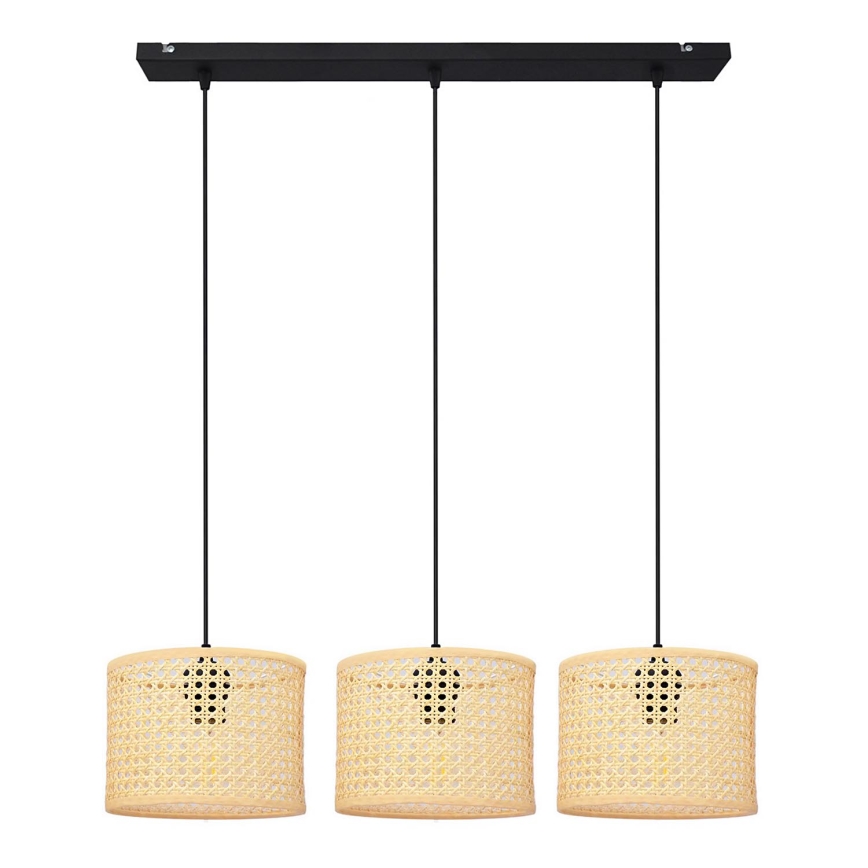 Luster na lanku ALBA 3xE27/15W/230V ratan/čierna