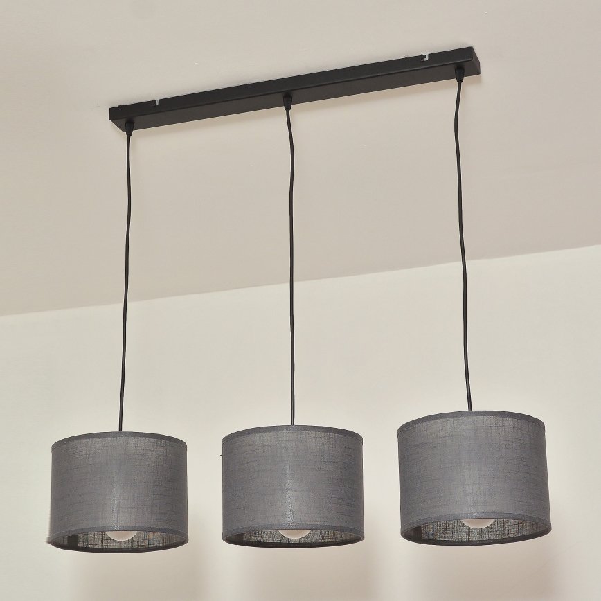Luster na lanku ALBA 3xE27/15W/230V, sivý