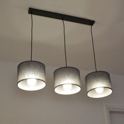 Luster na lanku ALBA 3xE27/15W/230V, sivý