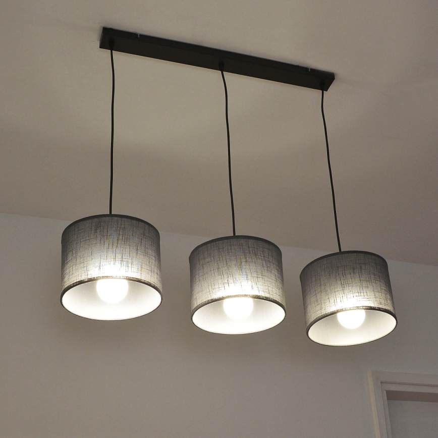 Luster na lanku ALBA 3xE27/15W/230V, sivý