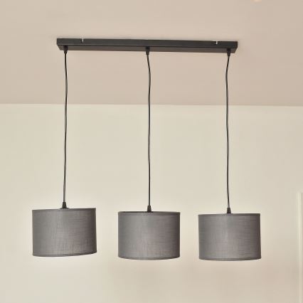Luster na lanku ALBA 3xE27/15W/230V, sivý