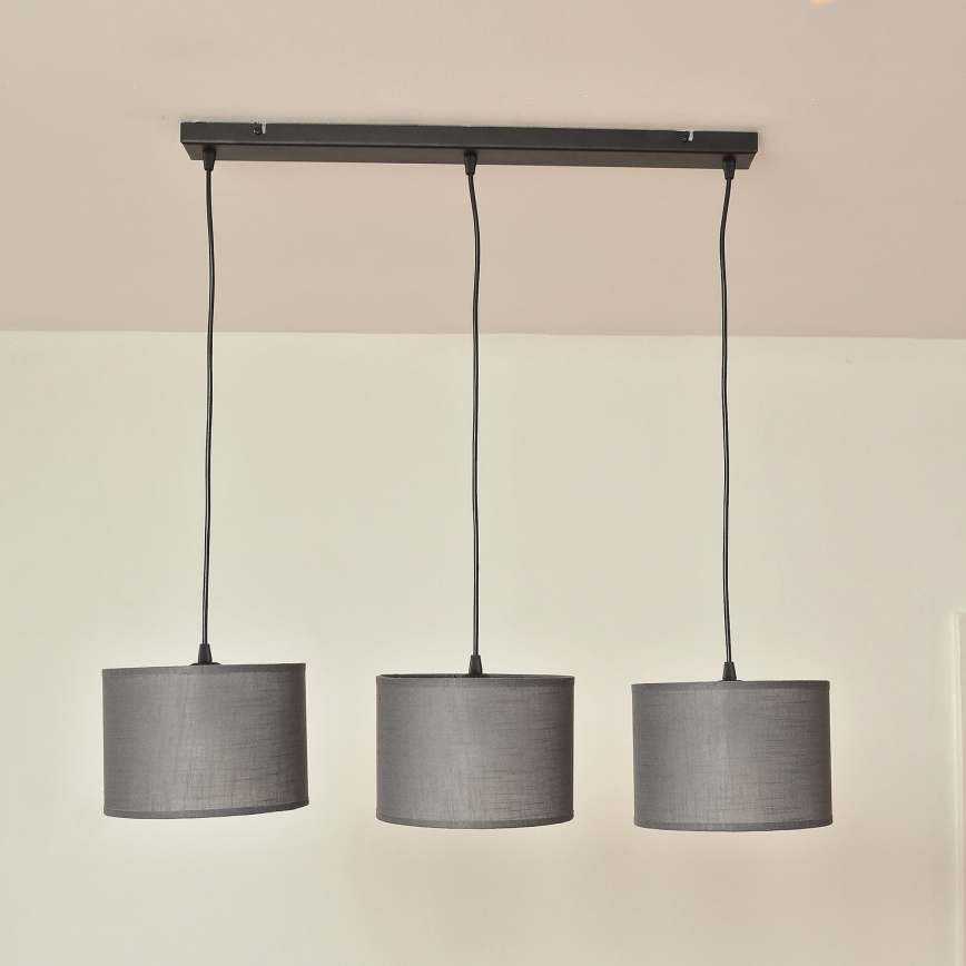 Luster na lanku ALBA 3xE27/15W/230V, sivý