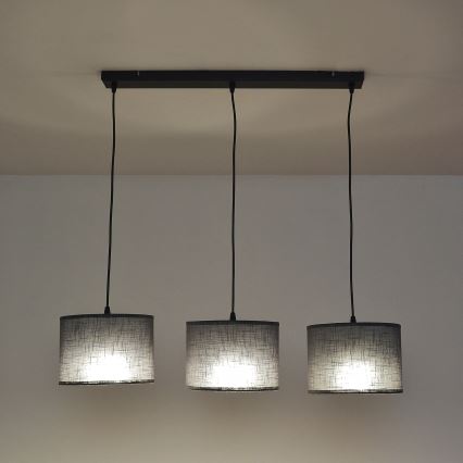 Luster na lanku ALBA 3xE27/15W/230V, sivý