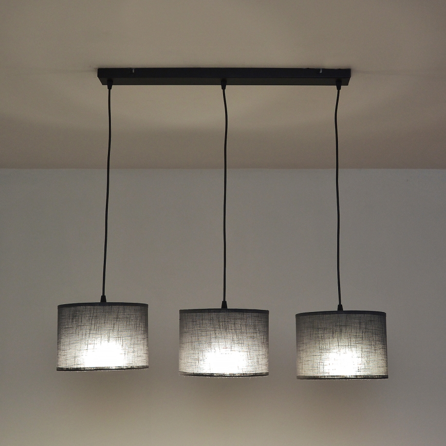 Luster na lanku ALBA 3xE27/15W/230V, sivý