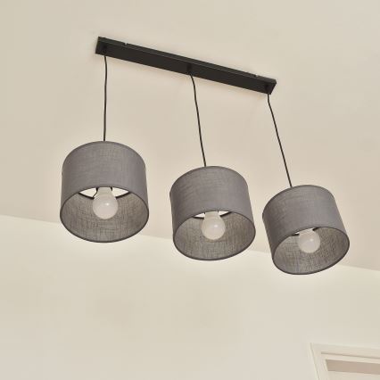 Luster na lanku ALBA 3xE27/15W/230V, sivý