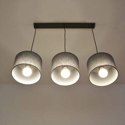 Luster na lanku ALBA 3xE27/15W/230V, sivý