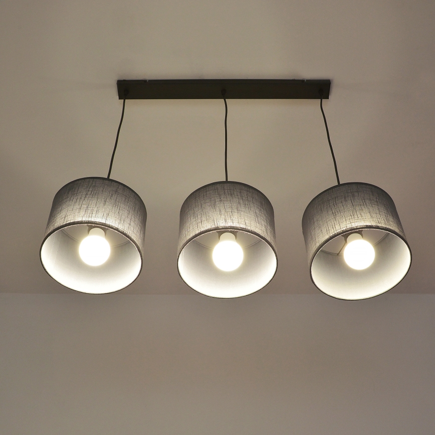 Luster na lanku ALBA 3xE27/15W/230V, sivý