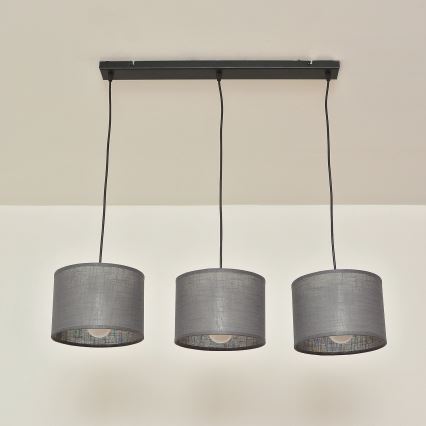 Luster na lanku ALBA 3xE27/15W/230V, sivý