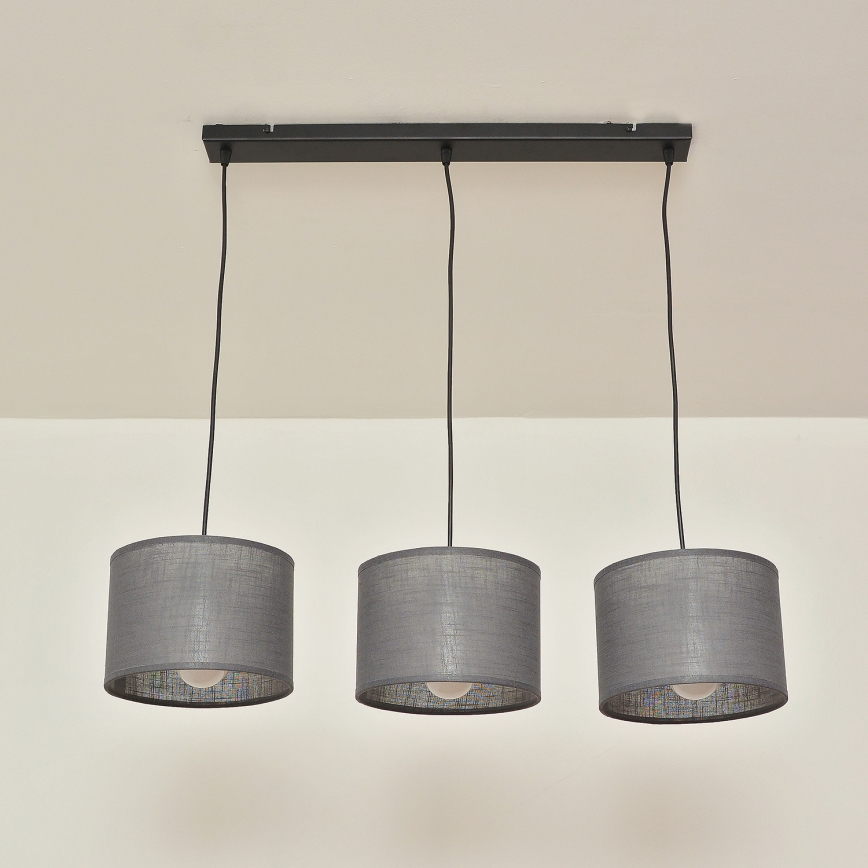 Luster na lanku ALBA 3xE27/15W/230V, sivý