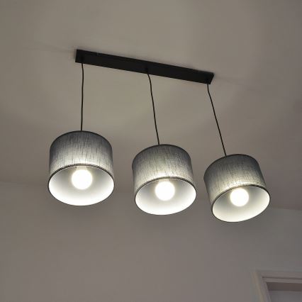 Luster na lanku ALBA 3xE27/15W/230V, sivý