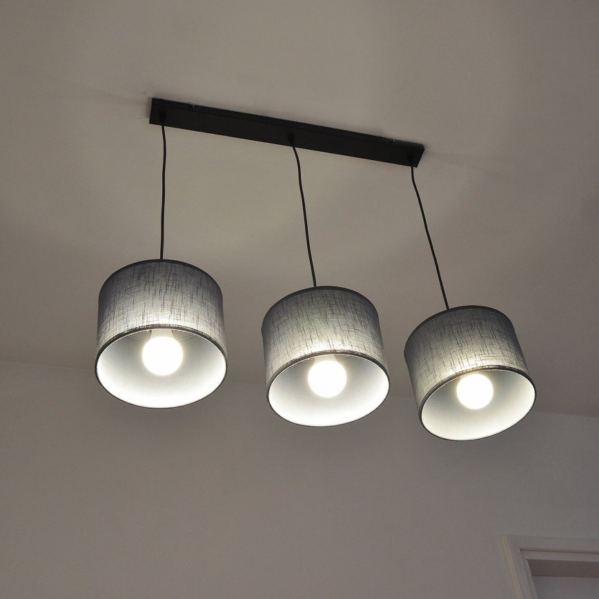 Luster na lanku ALBA 3xE27/15W/230V, sivý