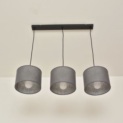 Luster na lanku ALBA 3xE27/15W/230V, sivý