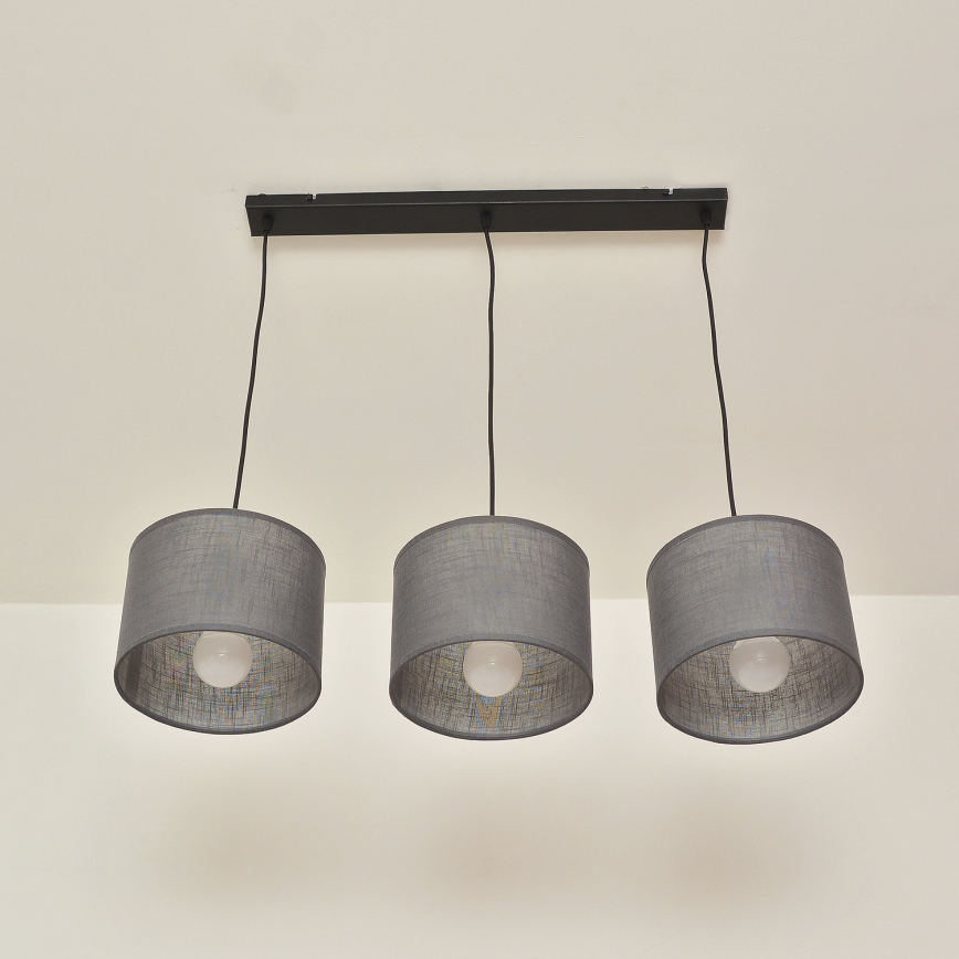 Luster na lanku ALBA 3xE27/15W/230V, sivý
