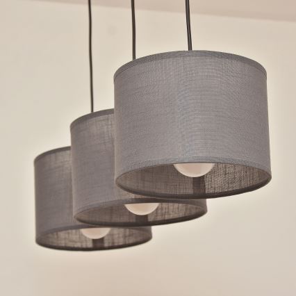 Luster na lanku ALBA 3xE27/15W/230V, sivý