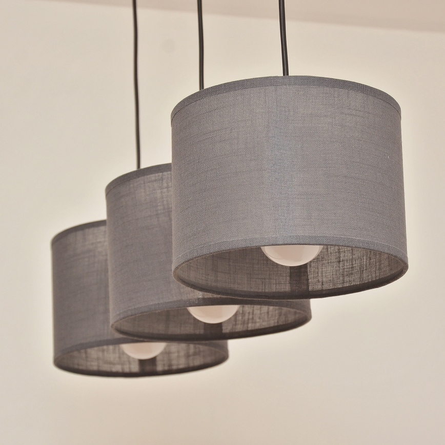 Luster na lanku ALBA 3xE27/15W/230V, sivý