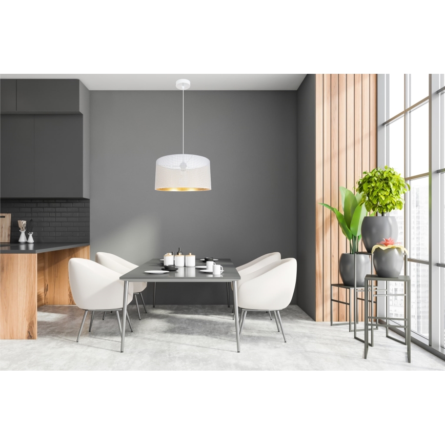 Luster na lanku ALDO 1xE27/60W/230V pr. 40 cm biela
