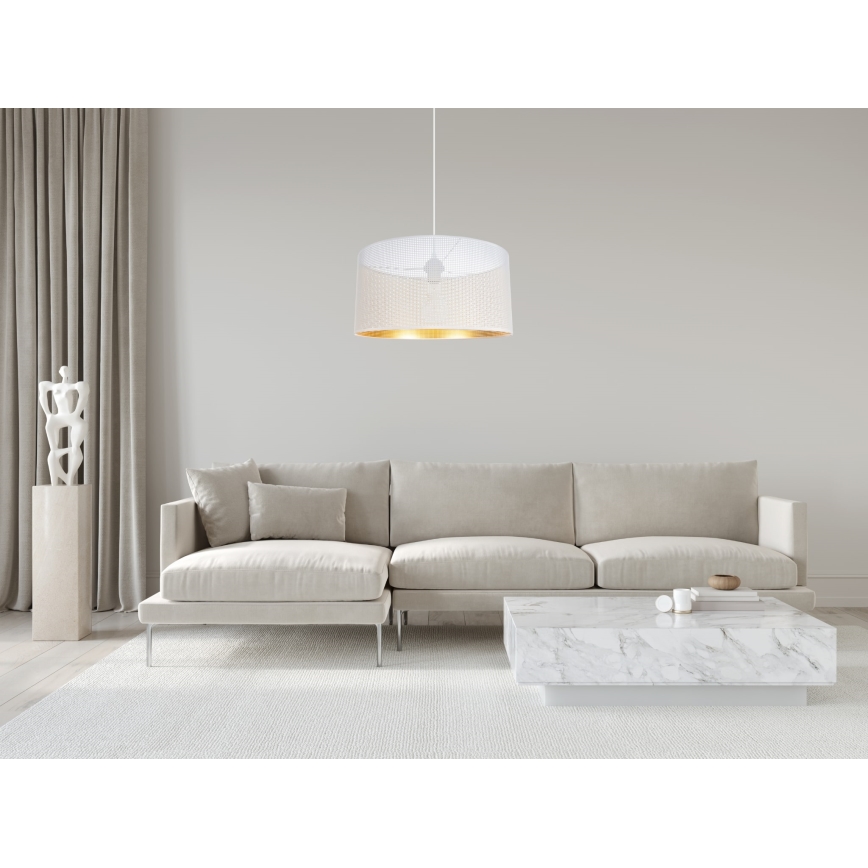 Luster na lanku ALDO 1xE27/60W/230V pr. 40 cm biela