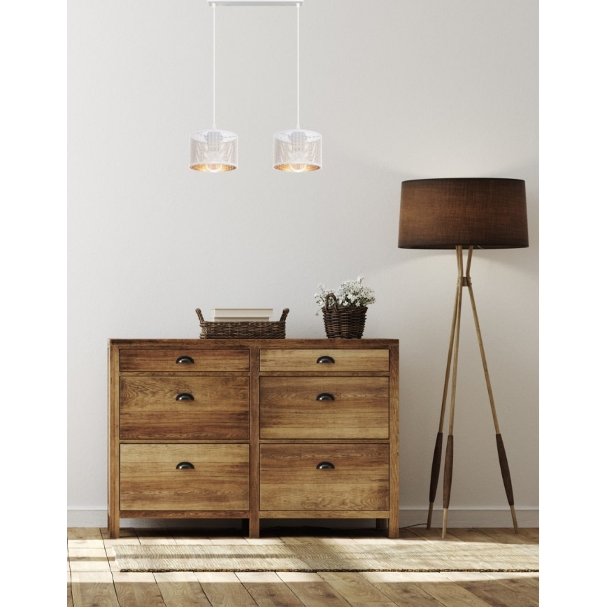 Luster na lanku ALDO 2xE27/60W/230V biela