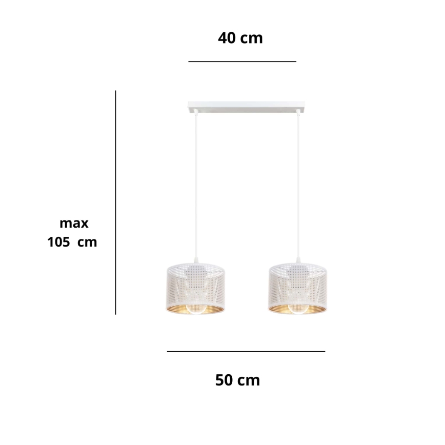 Luster na lanku ALDO 2xE27/60W/230V biela