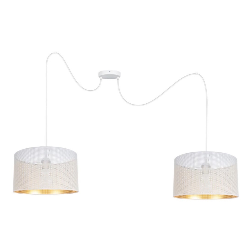 Luster na lanku ALDO 2xE27/60W/230V pavúk biela