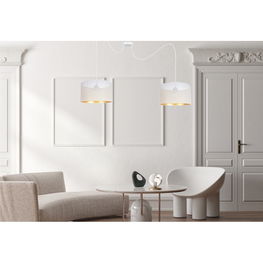 Luster na lanku ALDO 2xE27/60W/230V pavúk biela