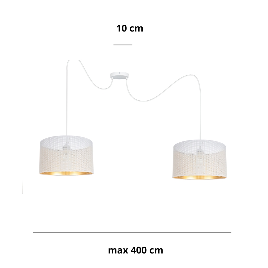 Luster na lanku ALDO 2xE27/60W/230V pavúk biela