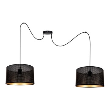 Luster na lanku ALDO 2xE27/60W/230V pavúk čierna