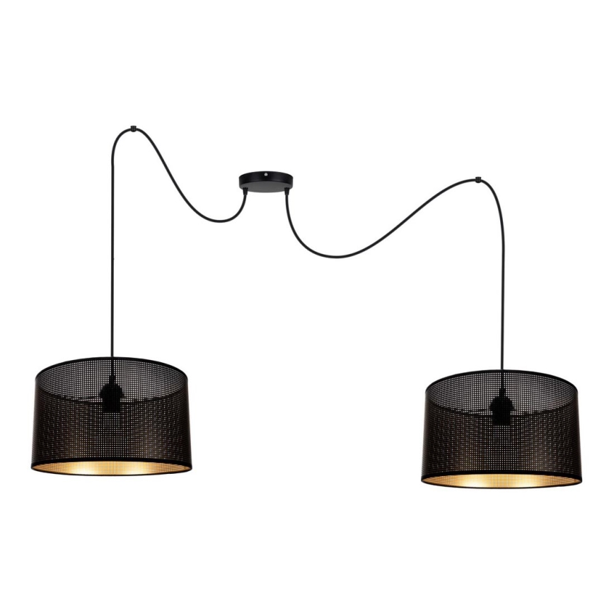 Luster na lanku ALDO 2xE27/60W/230V pavúk čierna