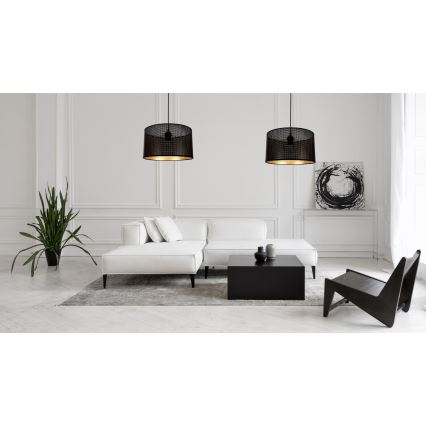 Luster na lanku ALDO 2xE27/60W/230V pavúk čierna