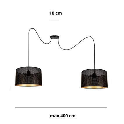 Luster na lanku ALDO 2xE27/60W/230V pavúk čierna