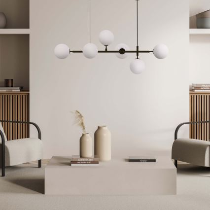 Luster na lanku ALISA 6xE14/40W/230V čierny