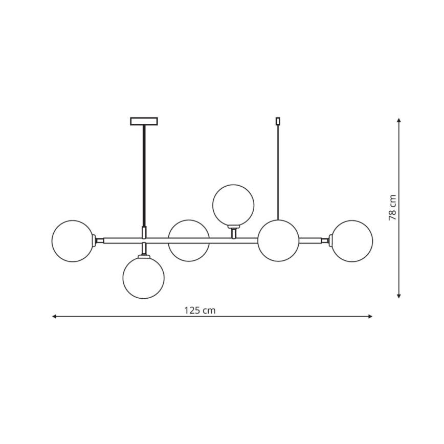 Luster na lanku ALISA 6xE14/40W/230V čierny