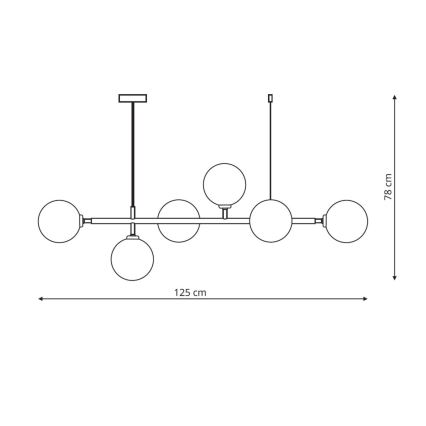 Luster na lanku ALISA 6xE14/40W/230V zlatý