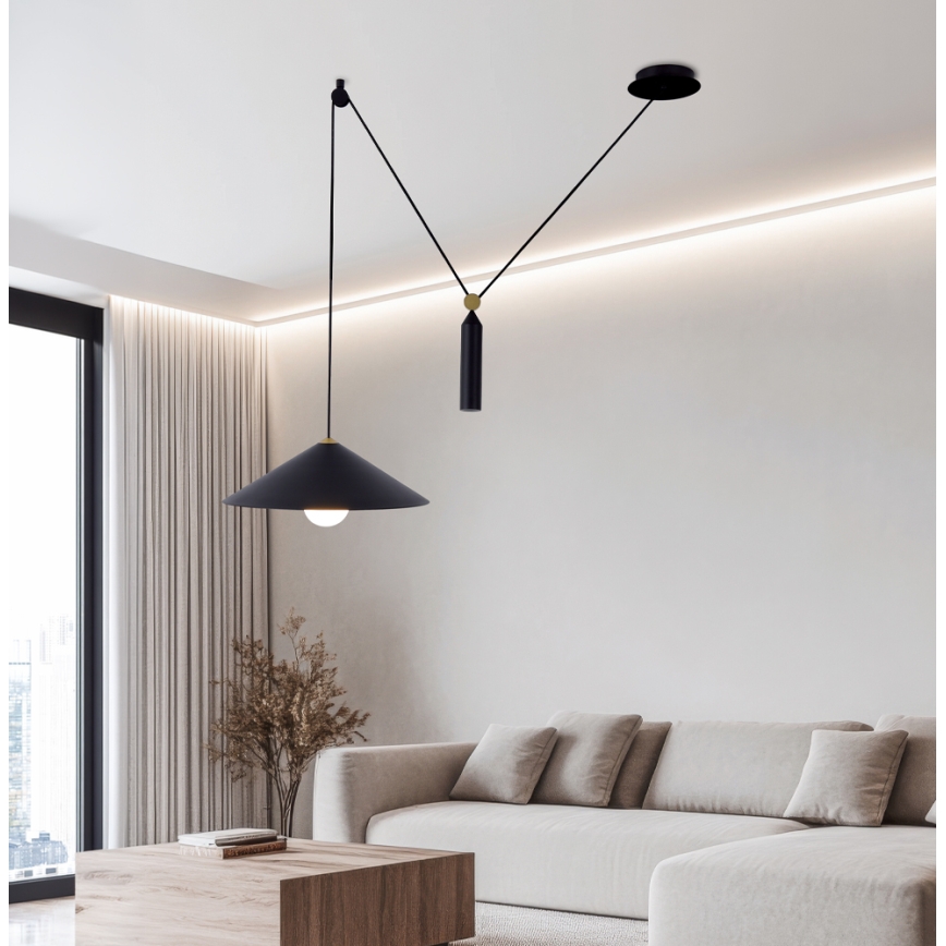 Luster na lanku ALTO 1xE27/60W/230V čierny