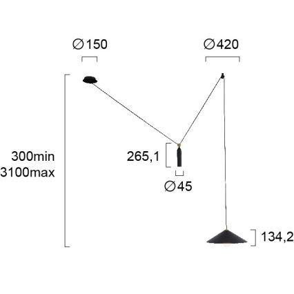 Luster na lanku ALTO 1xE27/60W/230V čierny
