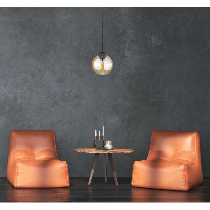 Luster na lanku AMBRE BLACK 1xE27/60W/230V